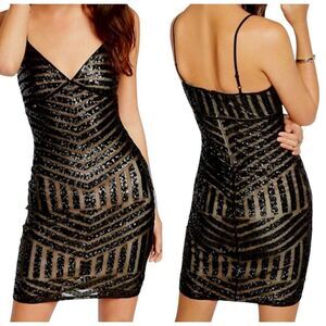 NWT Express Dress Women's 8 Black Mini Sequin Slip Sexy Sheath